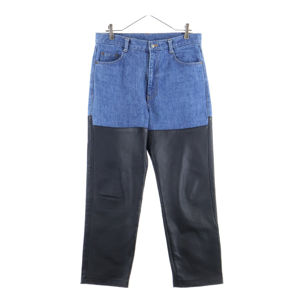 Stein(シュタイン) 22SS LEATHER COMBINATION DENIM JEANS レザー切り替え マルチポケット デニムパンツ インディゴ/ブラック ST.362