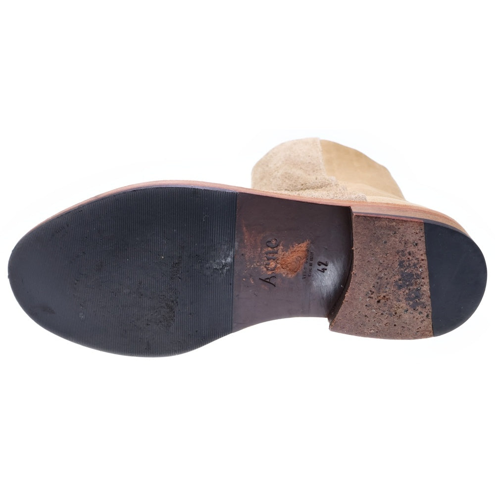 Acne Studios(アクネ ストゥディオズ) ロゴデザイン金具 サイドジップ スエード ショートブーツ ブラウン