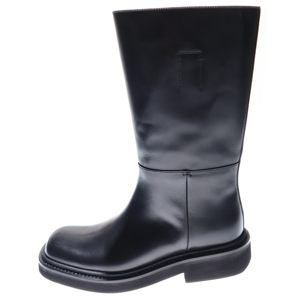 美品　PRADA スクエアトゥ ロングブーツ ブラック　レザー 36.5 PRADA(プラダ) スクエアトゥ プラットフォーム レザーロングブーツ