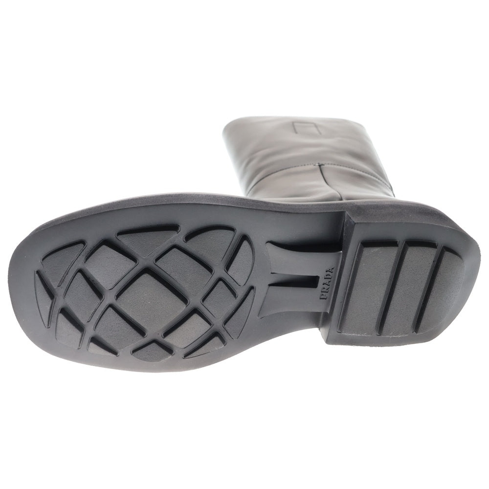 PRADA(プラダ) スクエアトゥ プラットフォーム レザーロングブーツ ブラック レディース 2WG014