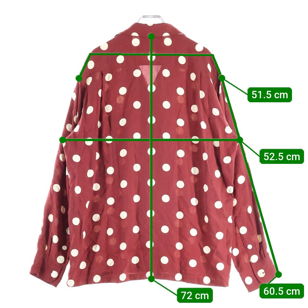 WACKO MARIA(ワコマリア) 23SS DOTS HAWAIIAN SHIRT L/S ドット柄 胸ポケット オープンカラー ハワイアン長袖シャツ レッド 23SSE-WMS-HI03