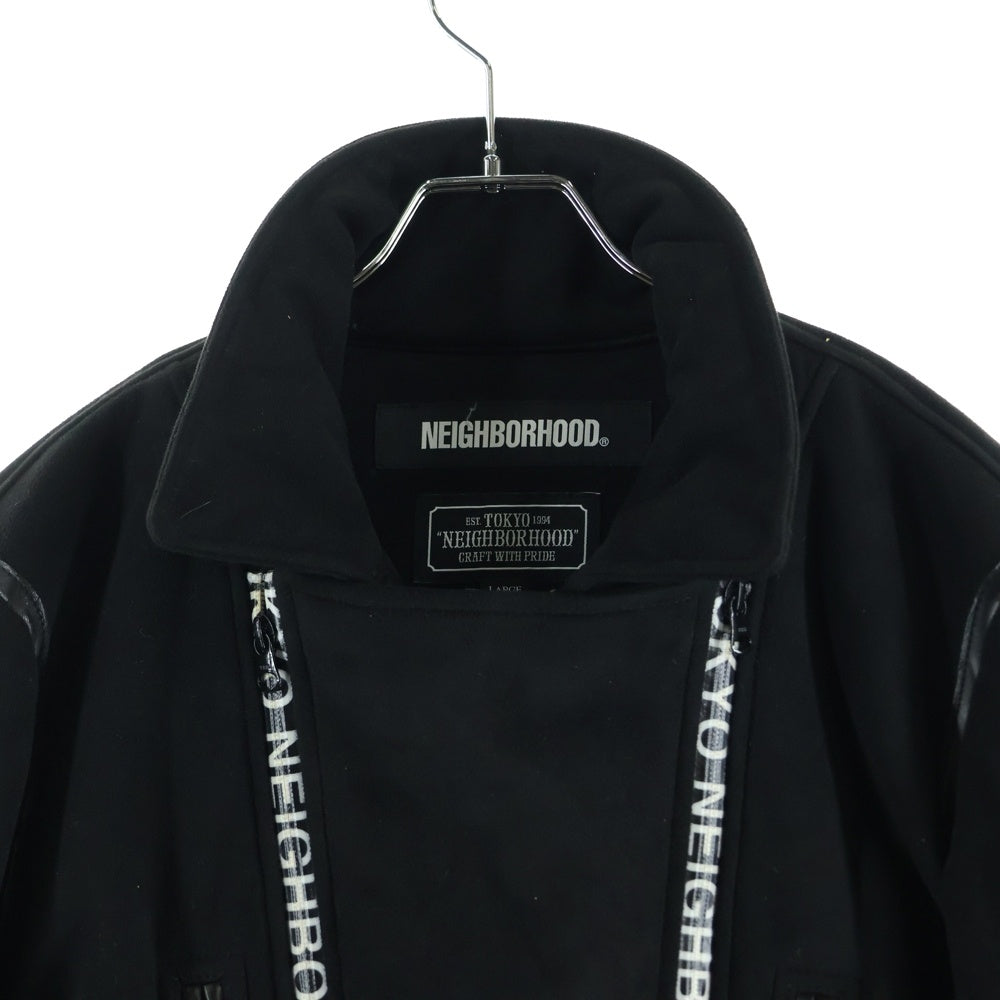 NEIGHBORHOOD(ネイバーフッド) 19AW RIDERS FM E-JKT マルチポケット ベルト付き ロゴデザインジップアップ ムートンライダースジャケット ブラック 192PPNH-JKM06