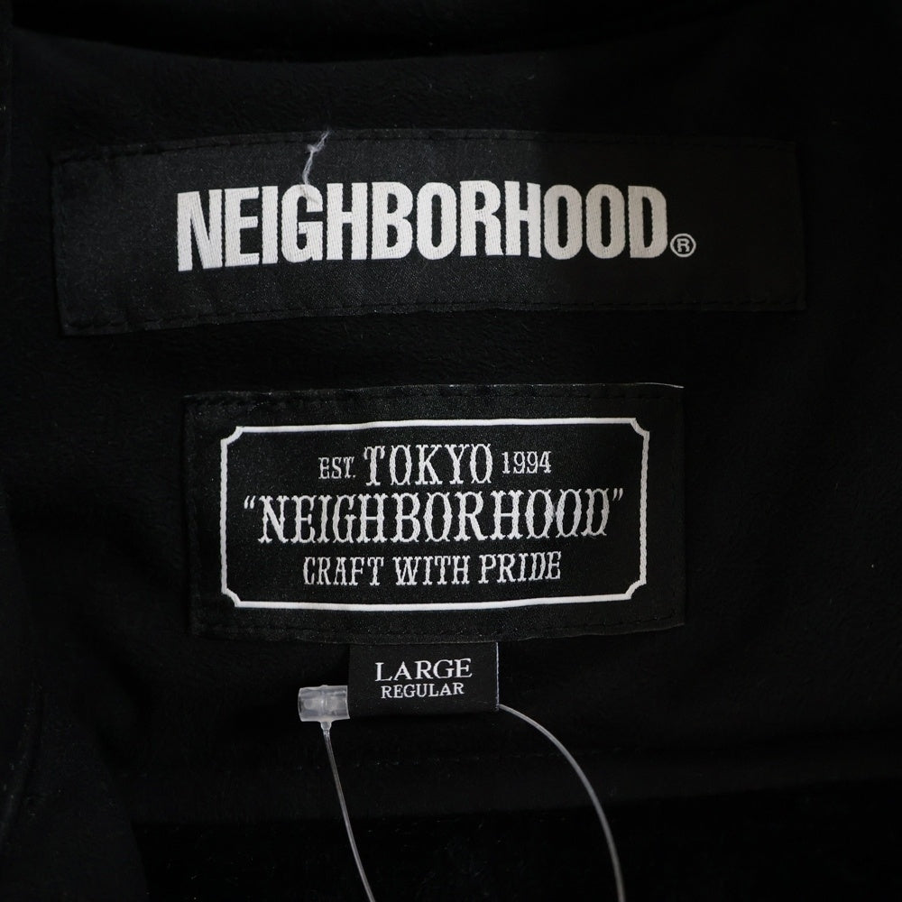 NEIGHBORHOOD(ネイバーフッド) 19AW RIDERS FM E-JKT マルチポケット ベルト付き ロゴデザインジップアップ ムートンライダースジャケット ブラック 192PPNH-JKM06