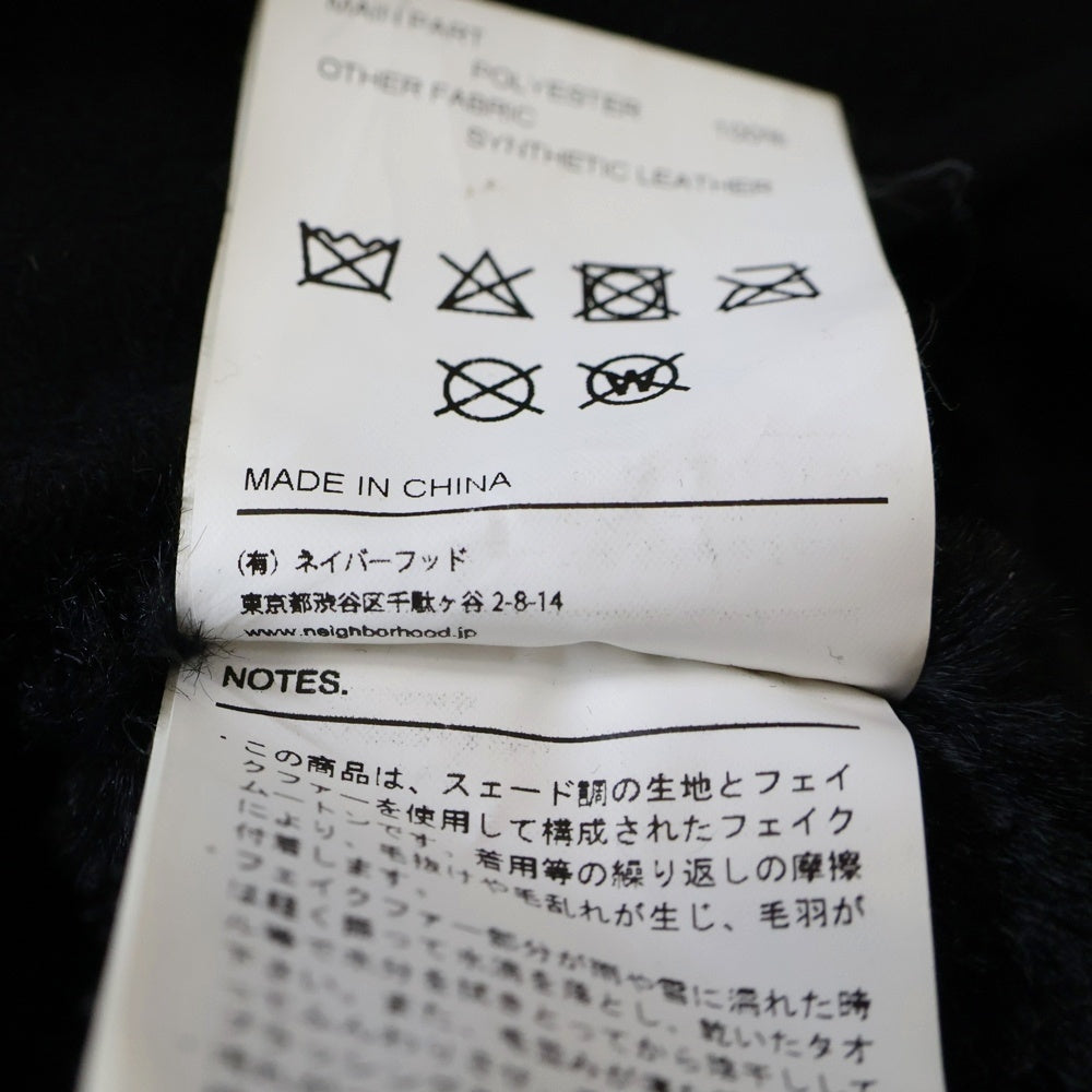 NEIGHBORHOOD(ネイバーフッド) 19AW RIDERS FM E-JKT マルチポケット ベルト付き ロゴデザインジップアップ ムートンライダースジャケット ブラック 192PPNH-JKM06