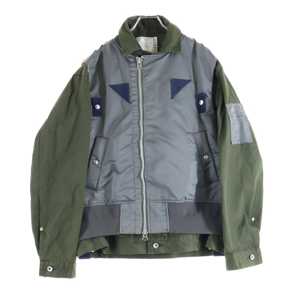 Sacai(サカイ) 22AW NYLON TWILL MIX BLOUSON ナイロン ツイル ミックス マルチポケット ジップアップ ボンバージャケット グレー/カーキ 22-02825M