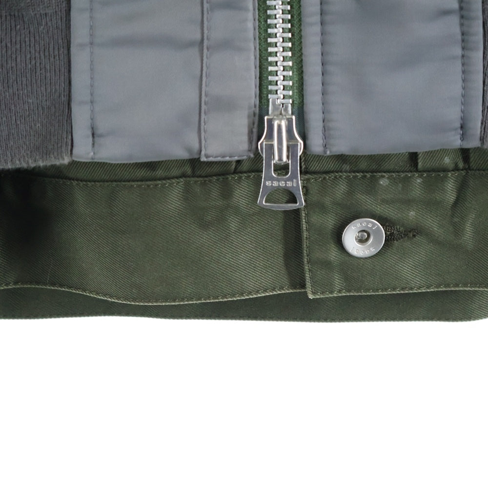 Sacai(サカイ) 22AW NYLON TWILL MIX BLOUSON ナイロン ツイル ミックス マルチポケット ジップアップ ボンバージャケット グレー/カーキ 22-02825M