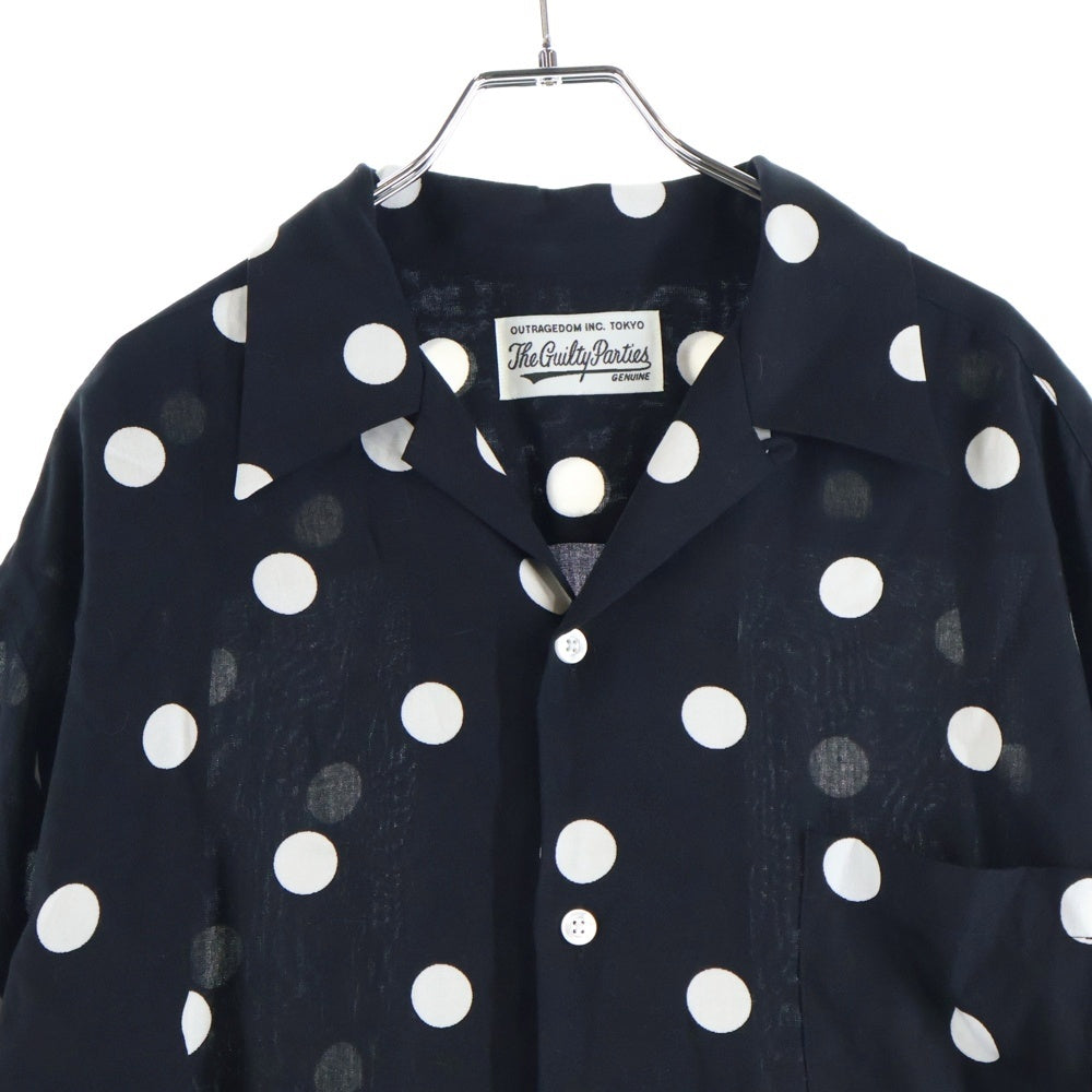 WACKO MARIA(ワコマリア) 20SS DOTS HAWAIIAN SHIRT L/S ドット柄 胸ポケット オープンカラー ハワイアン長袖シャツ ブラック 20SSE-WMS-HI05