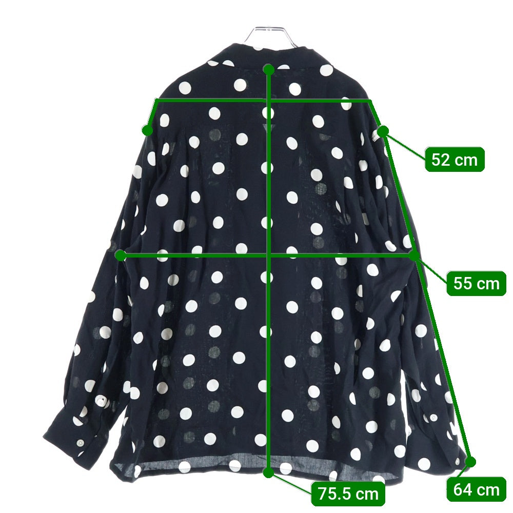WACKO MARIA(ワコマリア) 20SS DOTS HAWAIIAN SHIRT L/S ドット柄 胸ポケット オープンカラー ハワイアン長袖シャツ ブラック 20SSE-WMS-HI05