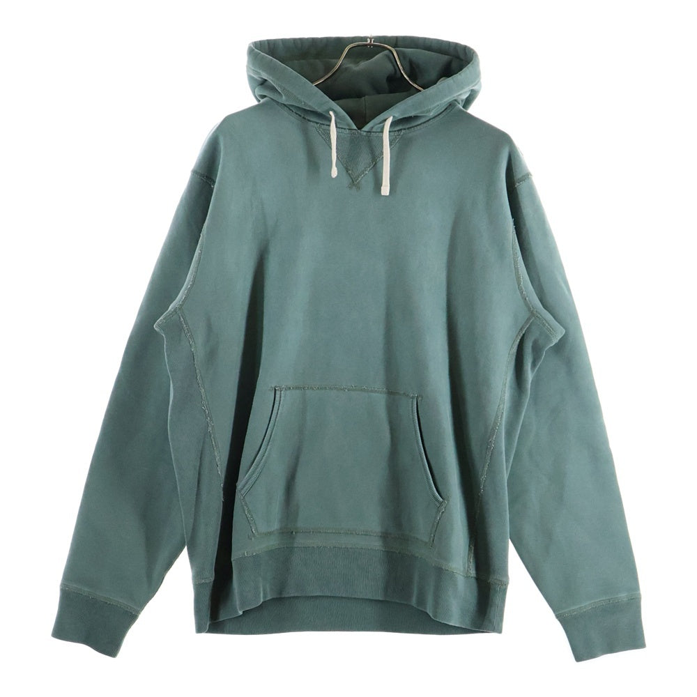 RRL(ダブルアールエル) ダメージ加工 カンガルーポケット ドローストリング フーデッド スウェット パーカー グリーン