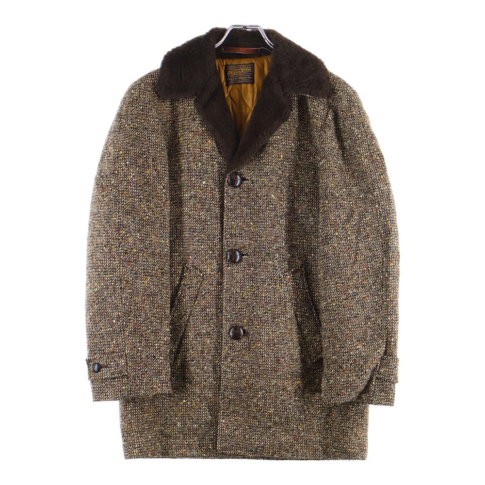 PENDLETON(ペンドルトン) 80-90S ウール くるみボタン ファー テーラードジャケット ブラウン