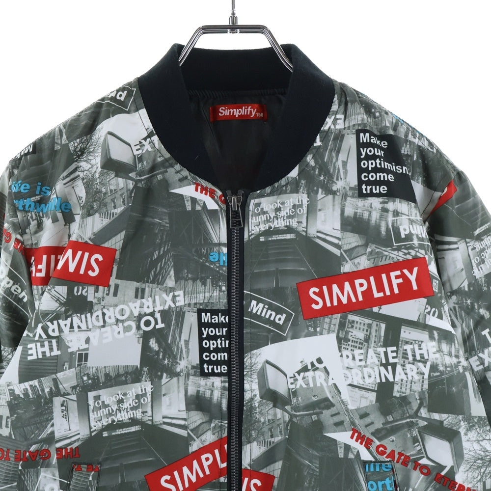 NO BRAND(ノーブランド) SIMPLIFY シンプリファイ フォト総柄 ジャケット キッズ グレー