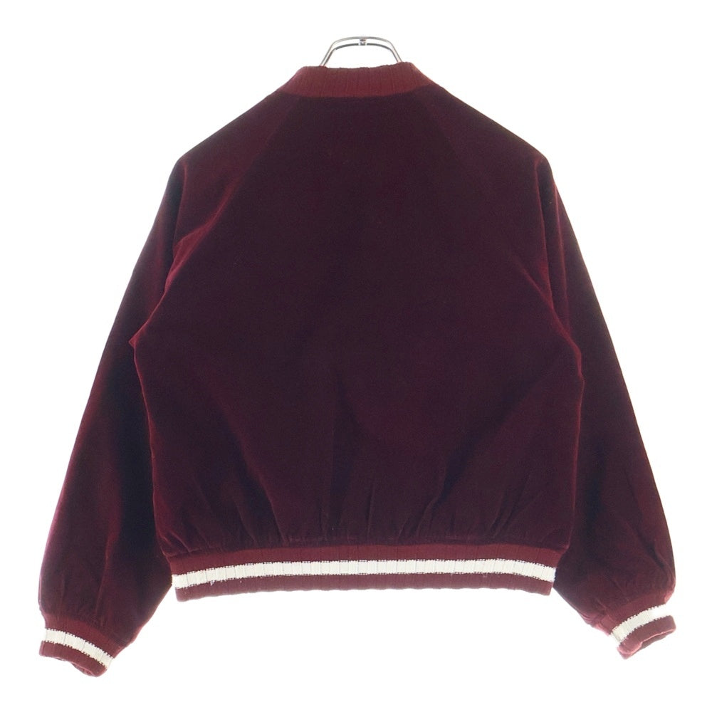 BEAMS HEART(ビームス ハート) ベロア ジップアップ スタジアムジャケット バーガンディー