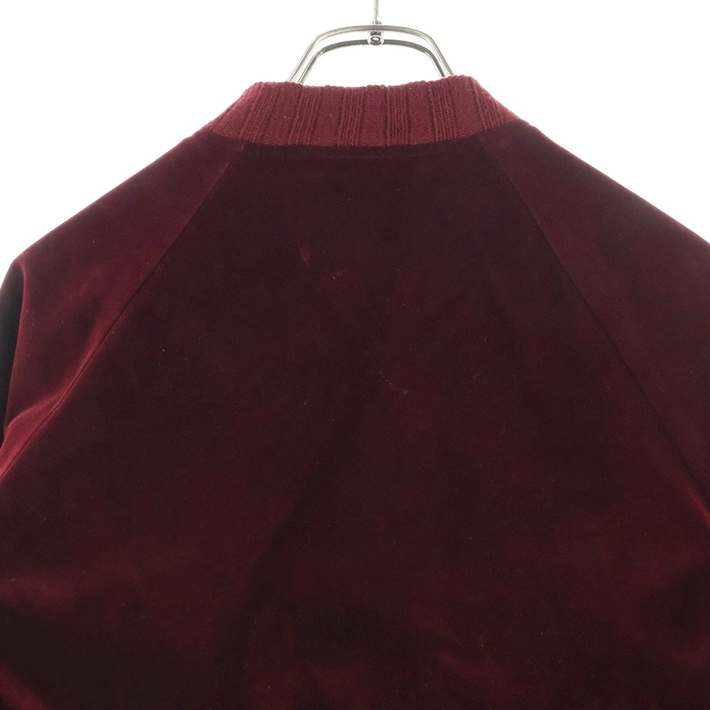 BEAMS HEART(ビームス ハート) ベロア ジップアップ スタジアムジャケット バーガンディー