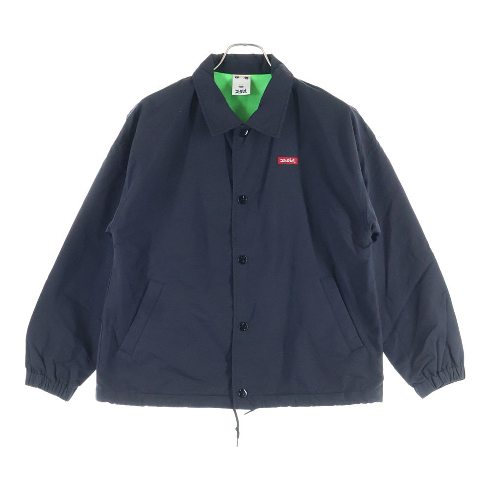 X-GIRL(エックスガール) バックローズプリント ナイロン コーチジャケット レディース ブラック