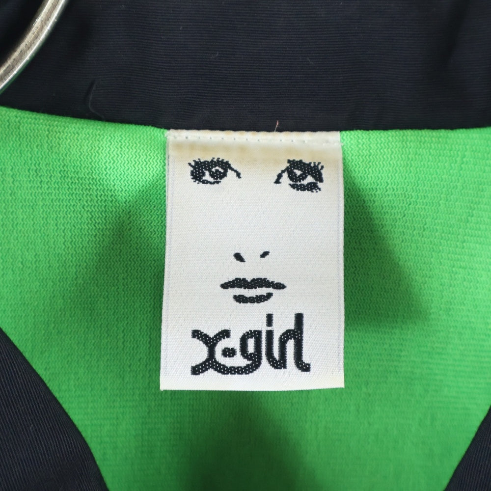 X-GIRL(エックスガール) バックローズプリント ナイロン コーチジャケット レディース ブラック