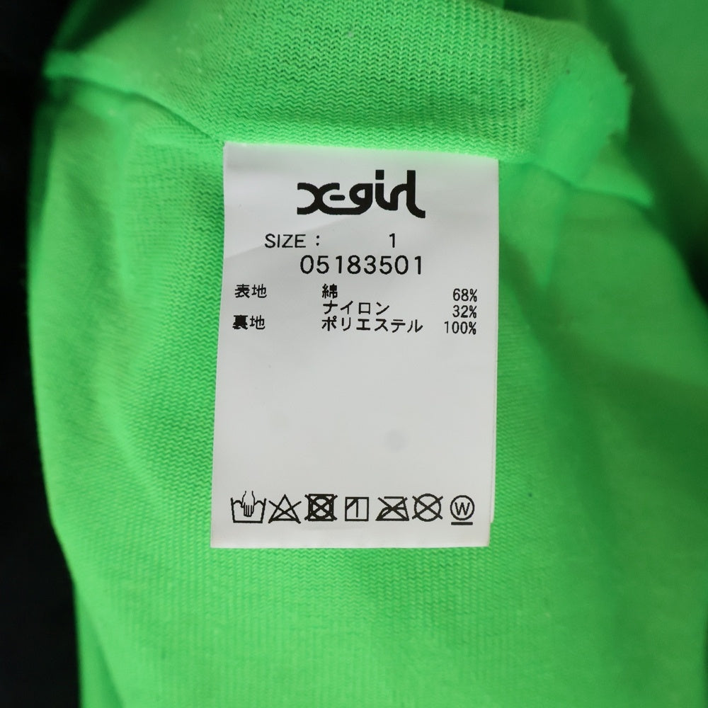 X-GIRL(エックスガール) バックローズプリント ナイロン コーチジャケット レディース ブラック