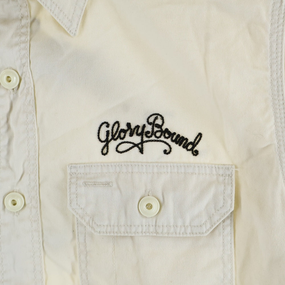 NO BRAND(ノーブランド) GLORY BOUND グローリーバウンド コットン オープンカラー 長袖シャツ ホワイト