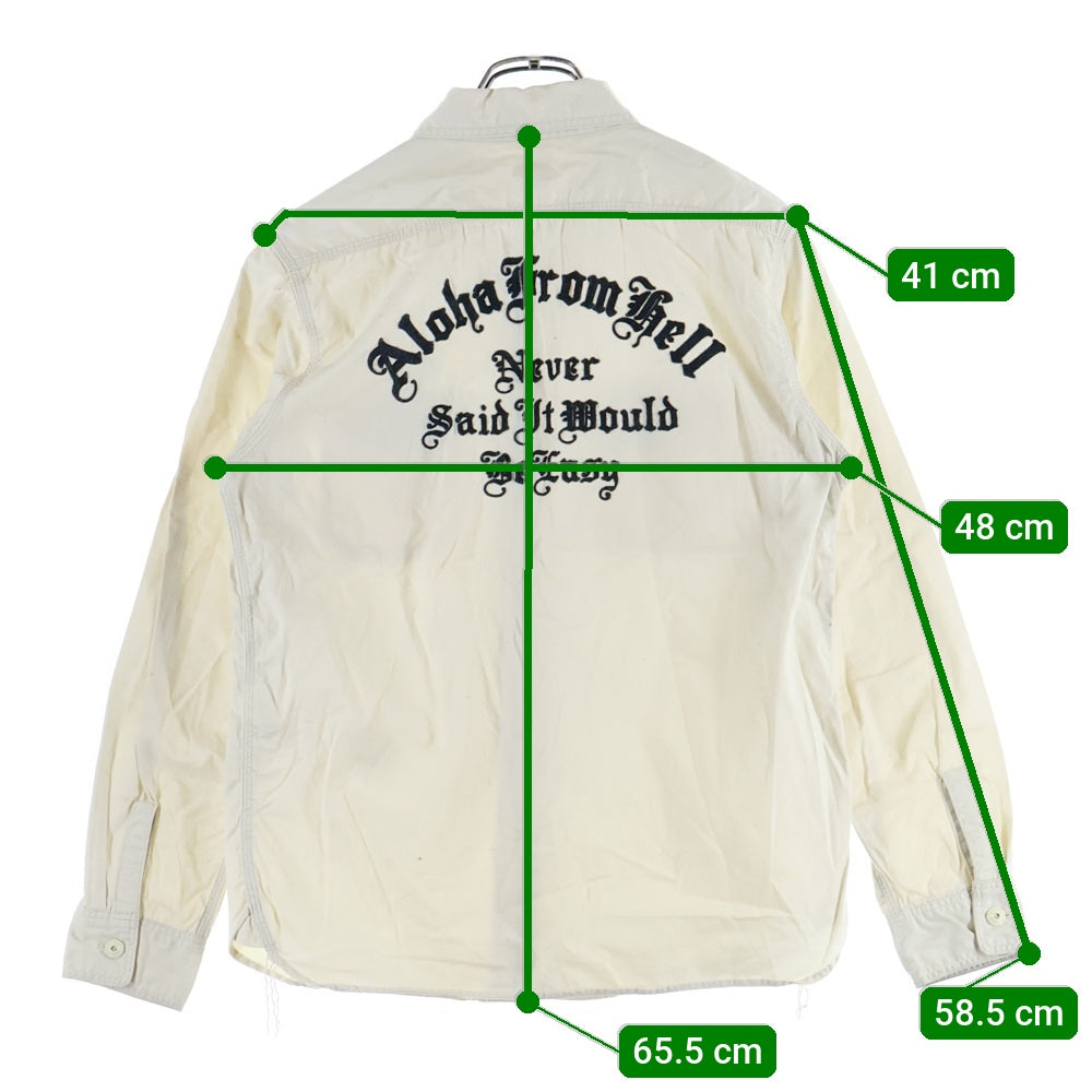 NO BRAND(ノーブランド) GLORY BOUND グローリーバウンド コットン オープンカラー 長袖シャツ ホワイト