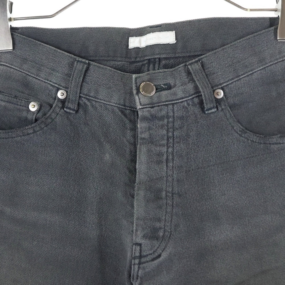 NUMBER (N)INE(ナンバーナイン) 裾カットオフデザイン コットンポリ ボタンフライ スリム デニムパンツ ブラック