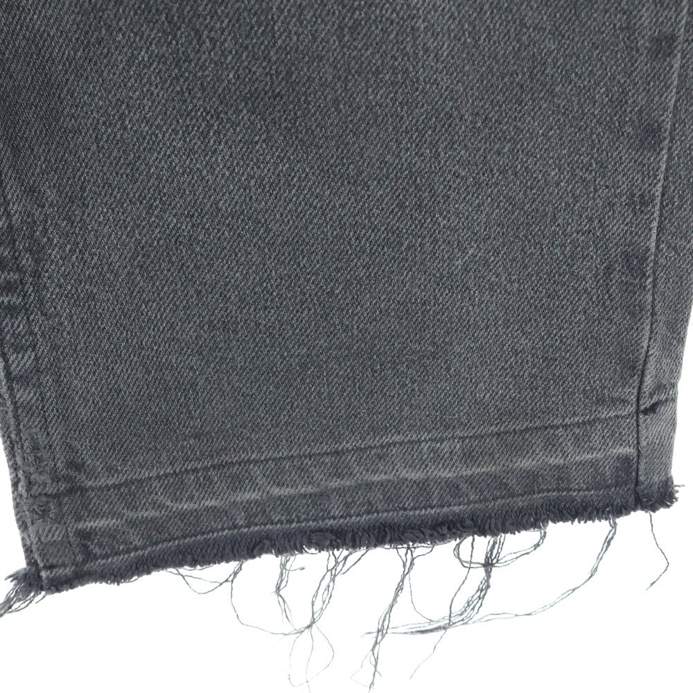 NUMBER (N)INE(ナンバーナイン) 裾カットオフデザイン コットンポリ ボタンフライ スリム デニムパンツ ブラック