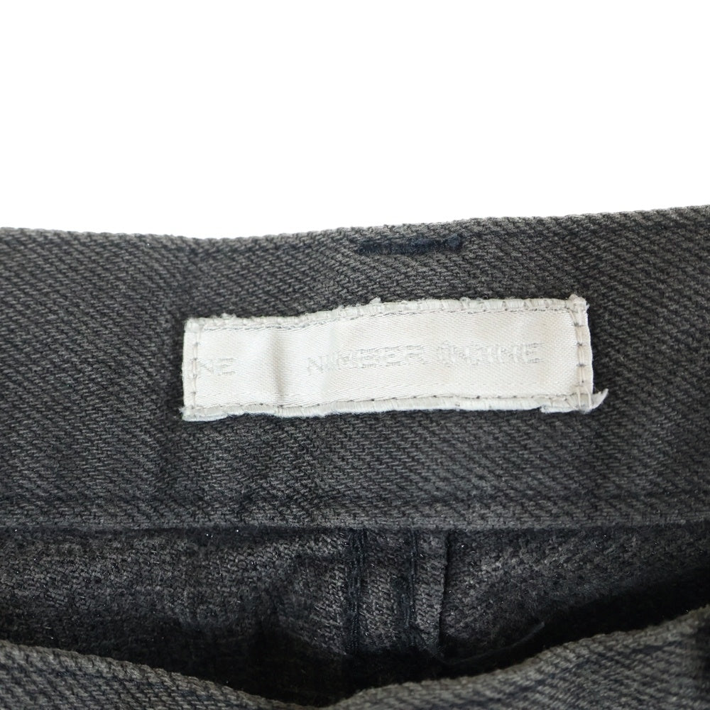 NUMBER (N)INE(ナンバーナイン) 裾カットオフデザイン コットンポリ ボタンフライ スリム デニムパンツ ブラック