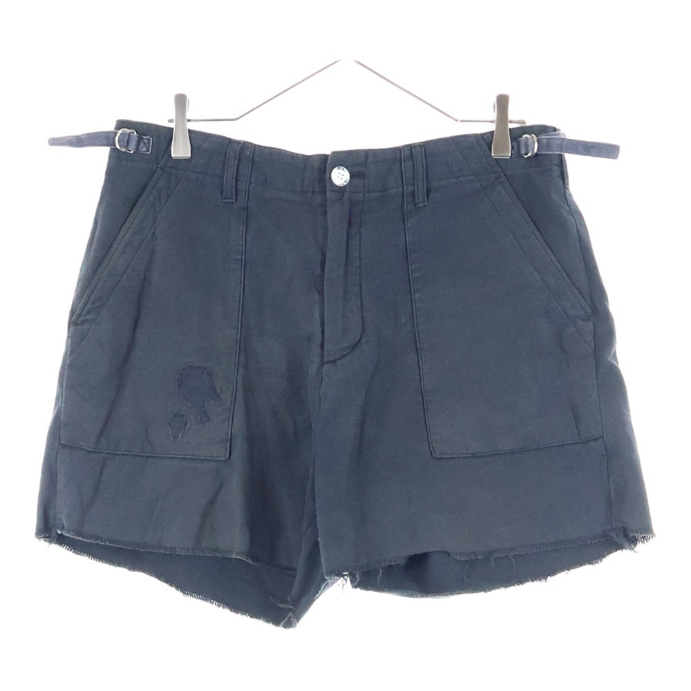 NUMBER (N)INE(ナンバーナイン) 02SS ARCHIVE MODERN AGE期 モダンエイジ期 ダメージ加工 カットオフ コットンショーツ ハーフパンツ ブラック