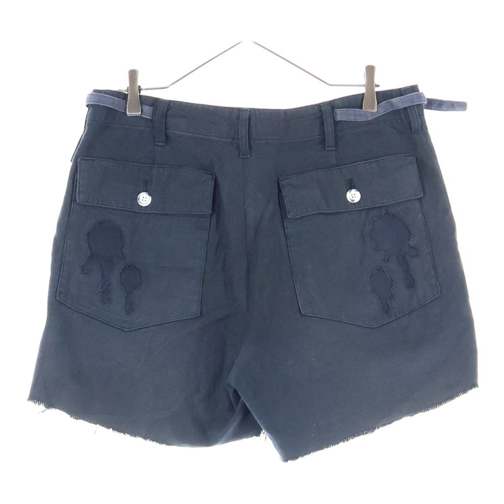 NUMBER (N)INE(ナンバーナイン) 02SS ARCHIVE MODERN AGE期 モダンエイジ期 ダメージ加工 カットオフ コットンショーツ ハーフパンツ ブラック