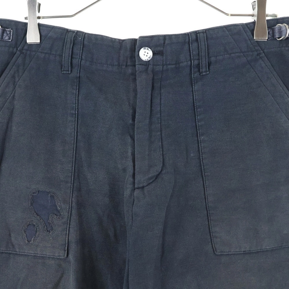 NUMBER (N)INE(ナンバーナイン) 02SS ARCHIVE MODERN AGE期 モダンエイジ期 ダメージ加工 カットオフ コットンショーツ ハーフパンツ ブラック