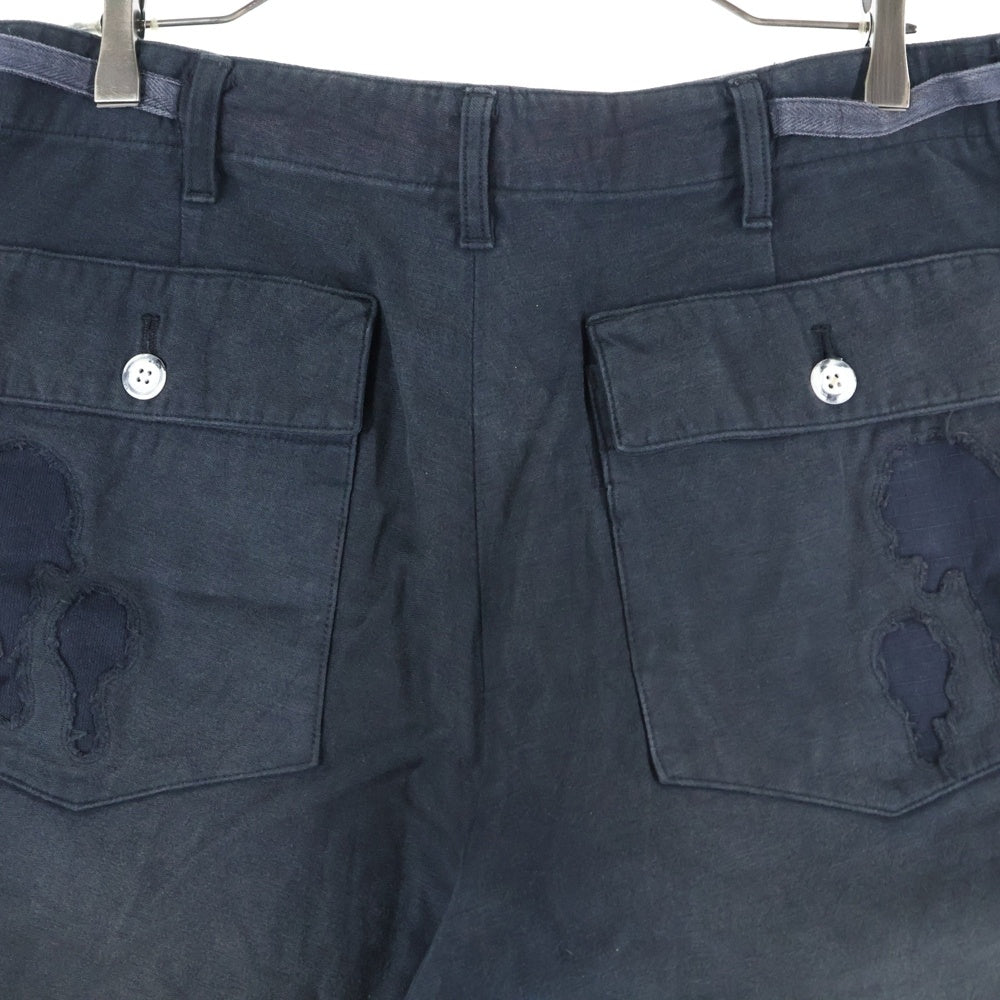 NUMBER (N)INE(ナンバーナイン) 02SS ARCHIVE MODERN AGE期 モダンエイジ期 ダメージ加工 カットオフ コットンショーツ ハーフパンツ ブラック