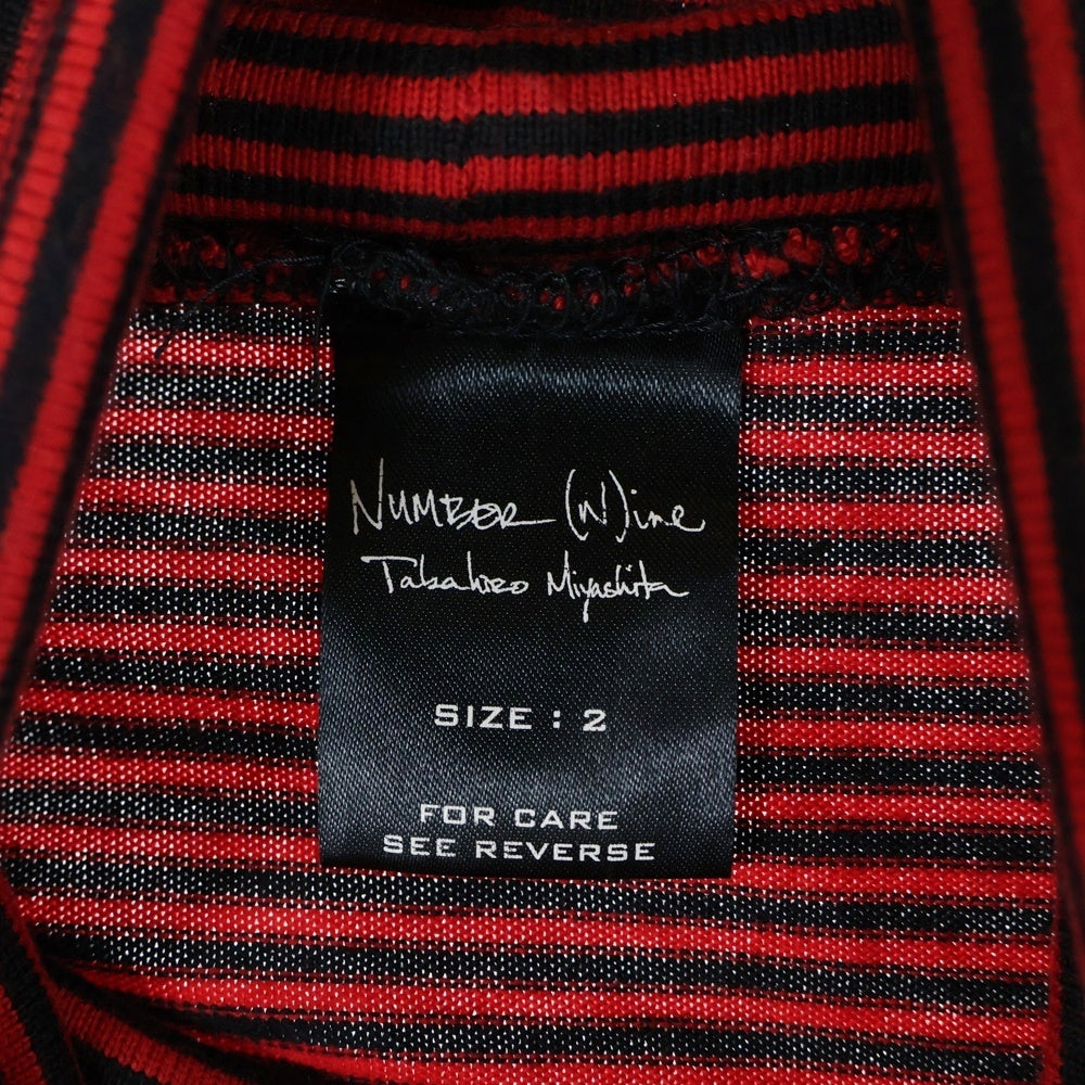 NUMBER (N)INE(ナンバーナイン) 05AW ARCHIVE HIGH STREET期 ハイストリート期 ボーダー ハイネック コットンニット セーター レッド/ブラック アーカイブ