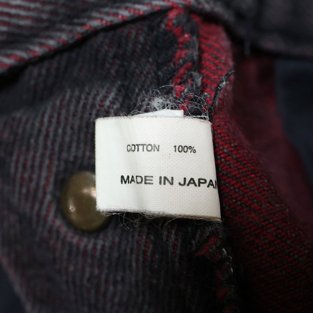 NUMBER (N)INE(ナンバーナイン) 99AW ARCHIVE ロックアイドル期 ダメージ加工 ボタンフライ デニムパンツ グレー/レッド アーカイブ