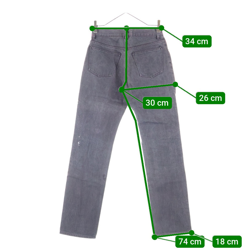 NUMBER (N)INE(ナンバーナイン) 99AW ARCHIVE ロックアイドル期 ダメージ加工 ボタンフライ デニムパンツ グレー/レッド アーカイブ