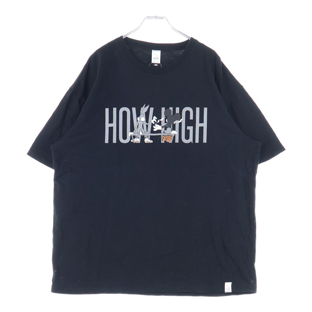 MAGIC STICK(マジックスティック) フロントプリント クルーネック半袖Tシャツ カットソー ブラック