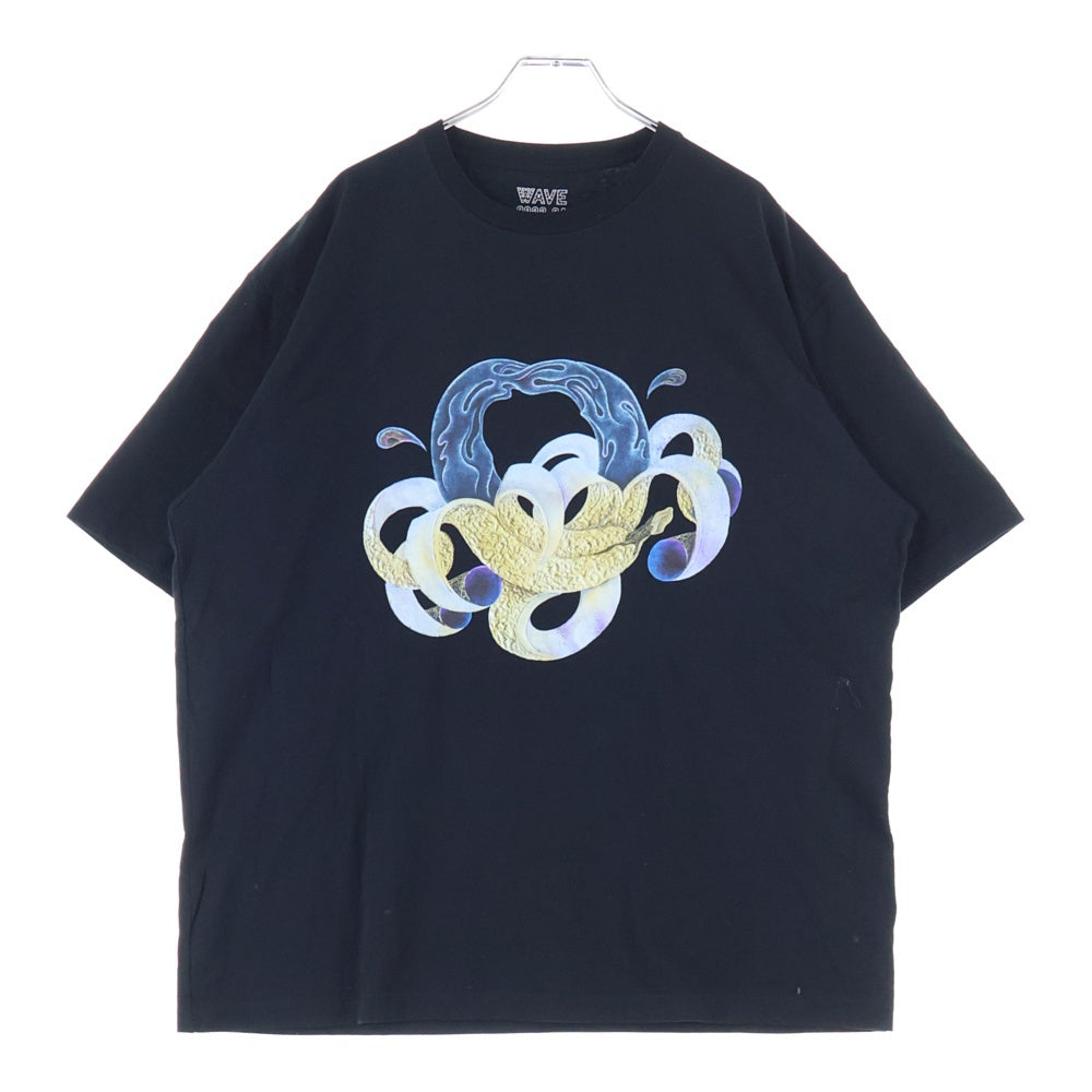 NO BRAND(ノーブランド) WAVE (ウェーブ) ×HAMADARAKA LURF MUSEUM TEE ハマダラカ ルーフ ミュージアム クルーネック半袖Tシャツ カットソー ブラック LF-22-001