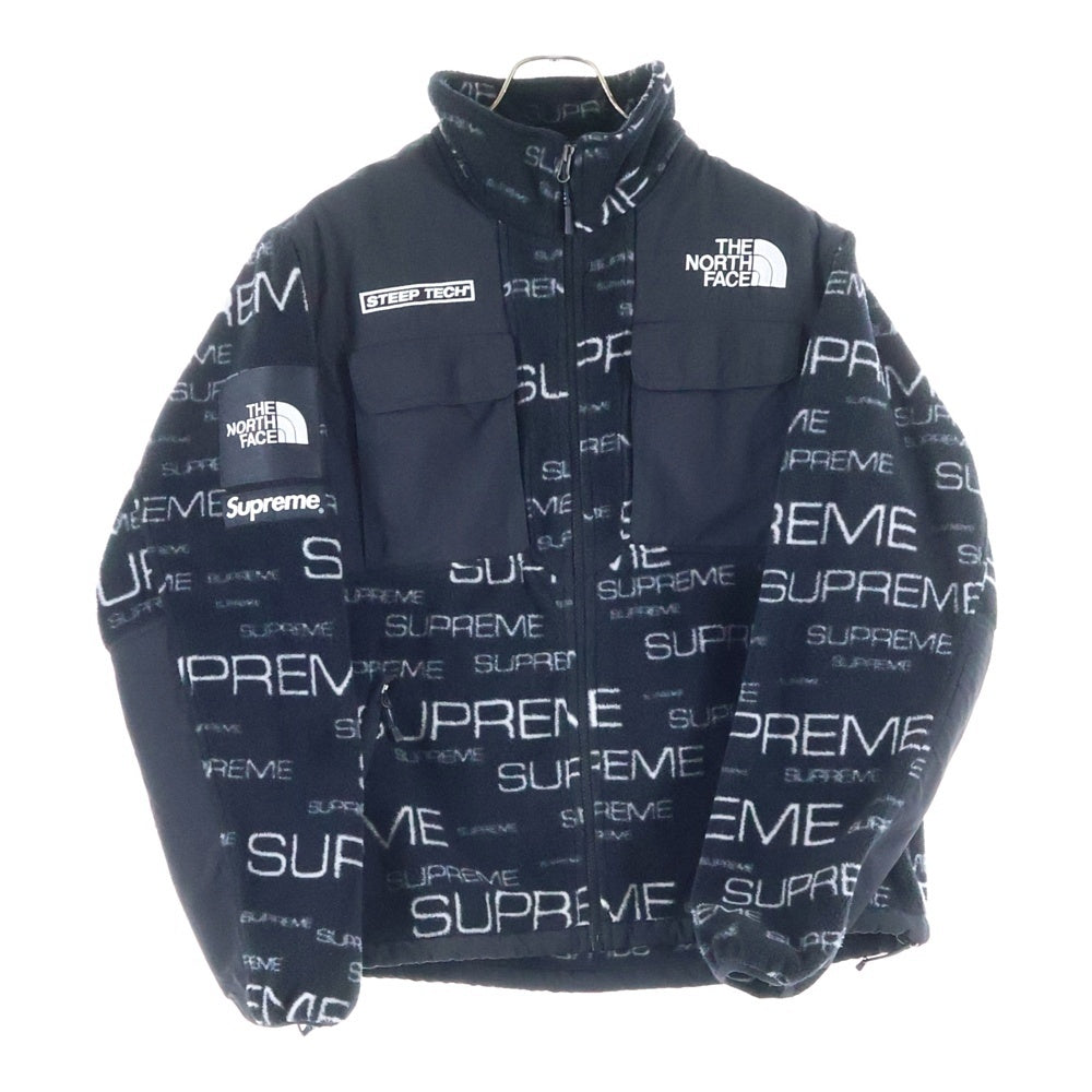 SUPREME(シュプリーム) 21AW×THE NORTH FACE Steep Tech Fleece Jacket スティープ 総柄 ダブルフラップポケット テックフリースジャケット ブラック NA52101I