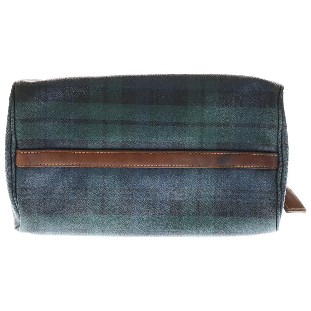 POLO RALPH LAUREN(ポロラルフローレン) BOSTON BAG フロントロゴプレート チェック柄 ショート ボストンバック グリーン