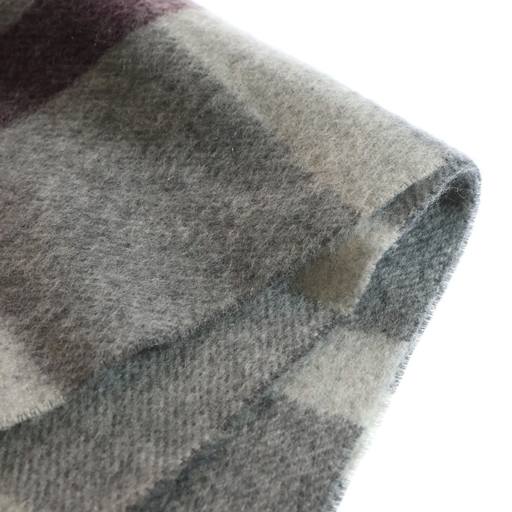 Loro Piana(ロロピアーナ) ロゴ刺繍 チェック カシミヤ マフラー ストール グレー レディース