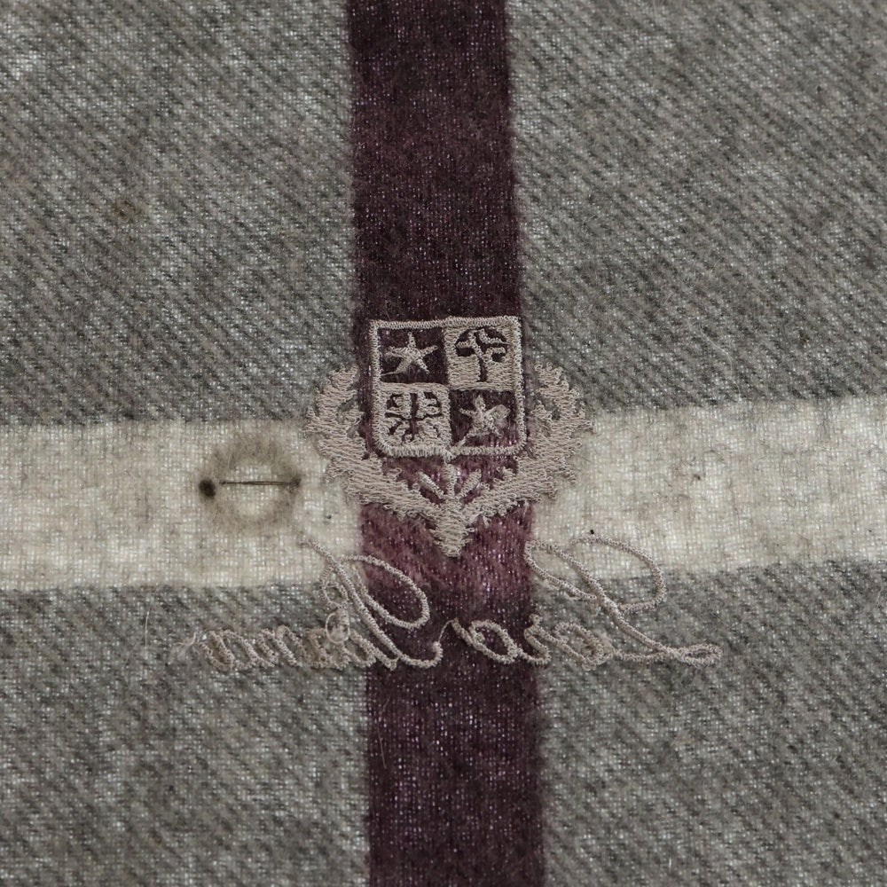 Loro Piana(ロロピアーナ) ロゴ刺繍 チェック カシミヤ マフラー ストール グレー レディース