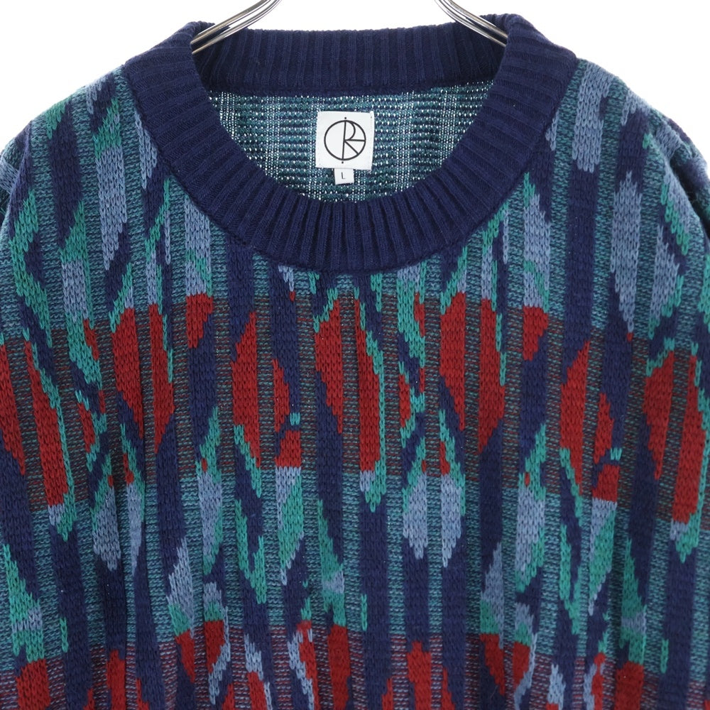 POLAR SKATE CO(ポーラー) PAUL KNIT SWEATER ポール 総柄 長袖クルーネック アクリルニットセーター マルチカラー