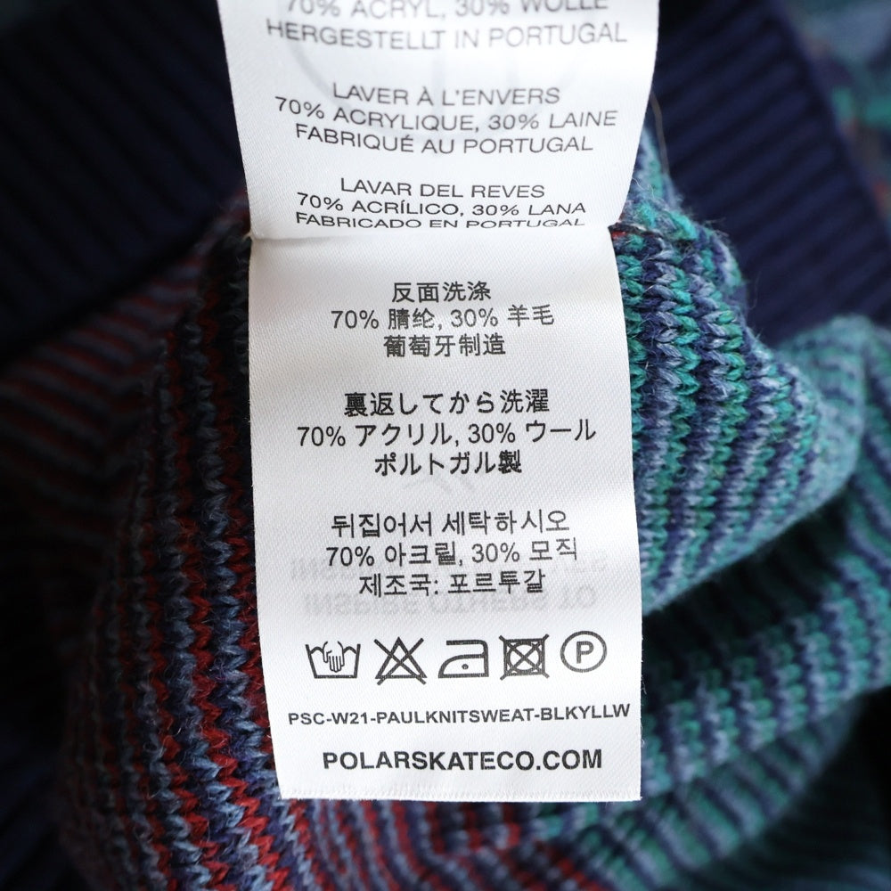 POLAR SKATE CO(ポーラー) PAUL KNIT SWEATER ポール 総柄 長袖クルーネック アクリルニットセーター マルチカラー