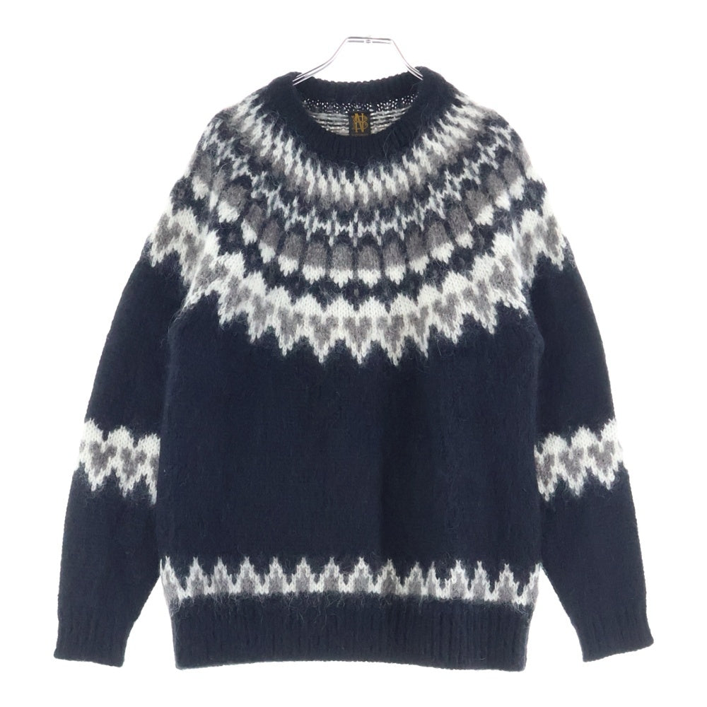 BATONER(バトナ―) 19AW MOHAIR NORDIC CREW NECK モヘヤ混 ノルディックウールニットセーター ブラック BN-19FM-046