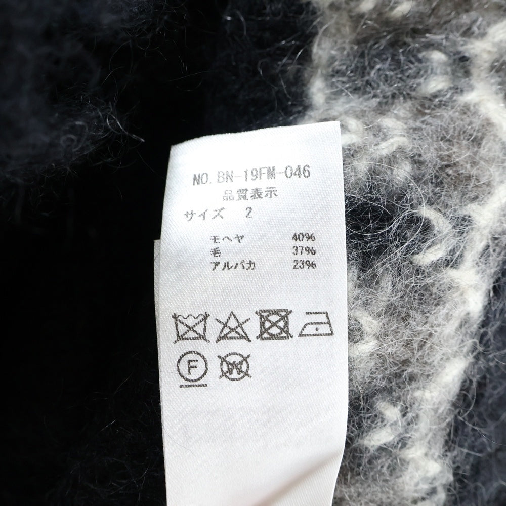 BATONER(バトナ―) 19AW MOHAIR NORDIC CREW NECK モヘヤ混 ノルディックウールニットセーター ブラック BN-19FM-046