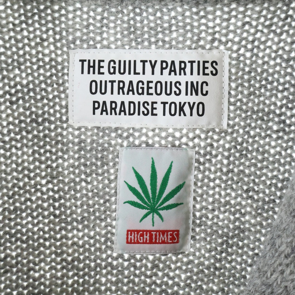 WACKO MARIA(ワコマリア) 24AW HIGHTIMES COWICHAN SWEATER ハイタイムス 総柄 カウチンニットセーター グレー HIGHTIMES-WM-KN04