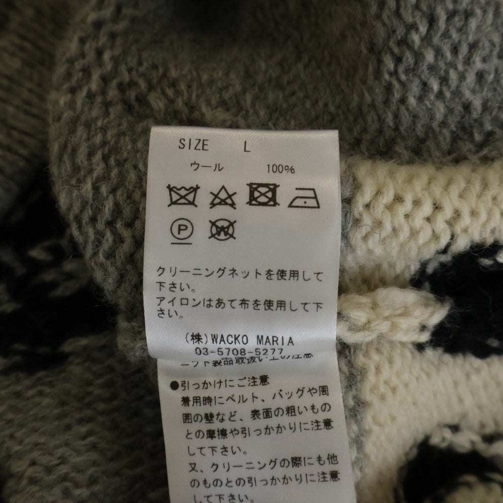 WACKO MARIA(ワコマリア) 24AW HIGHTIMES COWICHAN SWEATER ハイタイムス 総柄 カウチンニットセーター グレー HIGHTIMES-WM-KN04