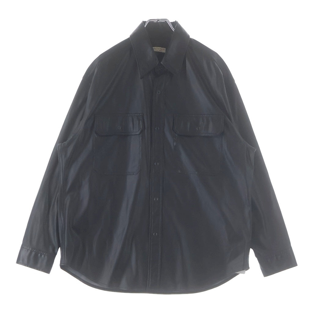BEAUTY&YOUTH UNITED ARROWS(ビューティーアンドユースユナイテッドアローズ) 2POC フェイクレザー 長袖ビッグシルエットシャツ ブラック 1211-149-7739