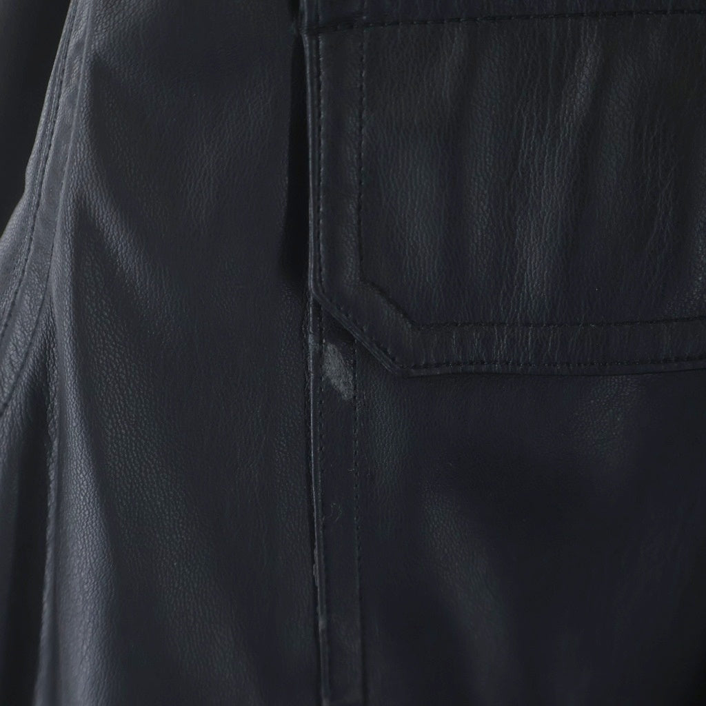 BEAUTY&YOUTH UNITED ARROWS(ビューティーアンドユースユナイテッドアローズ) 2POC フェイクレザー 長袖ビッグシルエットシャツ ブラック 1211-149-7739