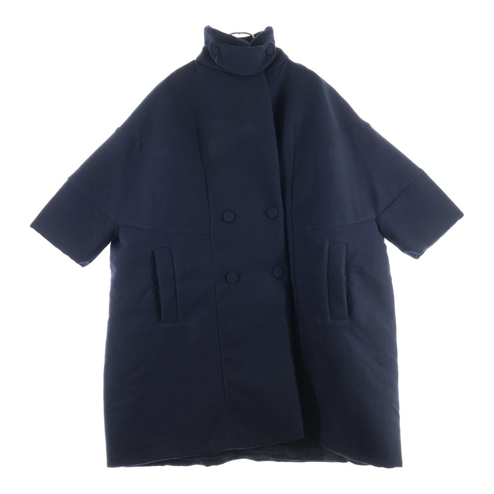 DRIES VAN NOTEN(ドリスヴァンノッテン) 24AW ROXANA COAT ロクサーナ 変形パターン ウールナイロン ダブルブレスト ジャンボコート ネイビー レディース 242-010210