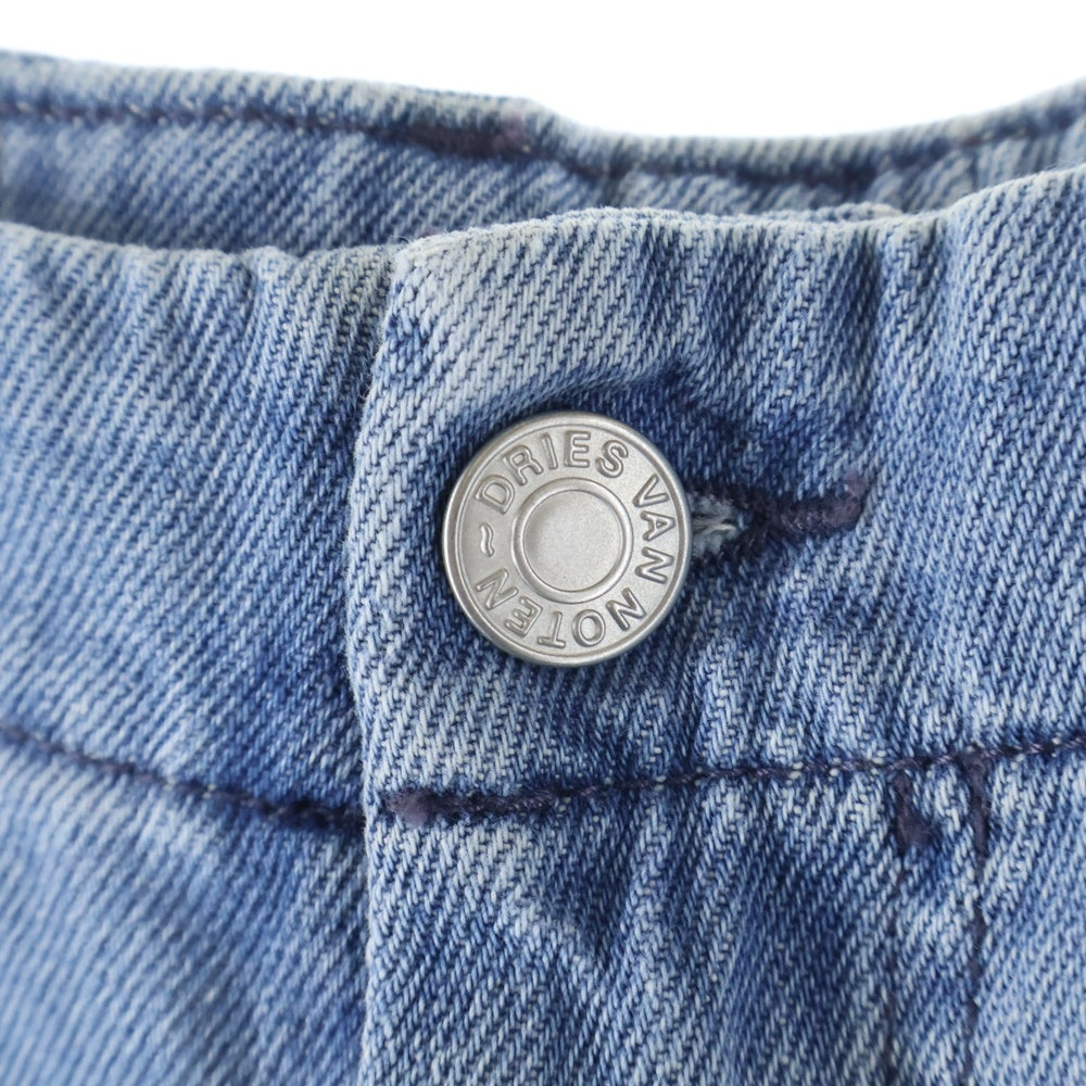 DRIES VAN NOTEN(ドリスヴァンノッテン) 24AW DENIM CHINO ロゴレザーパッチ ワイド デニム チノ ワークパンツ インディゴ 242-020935