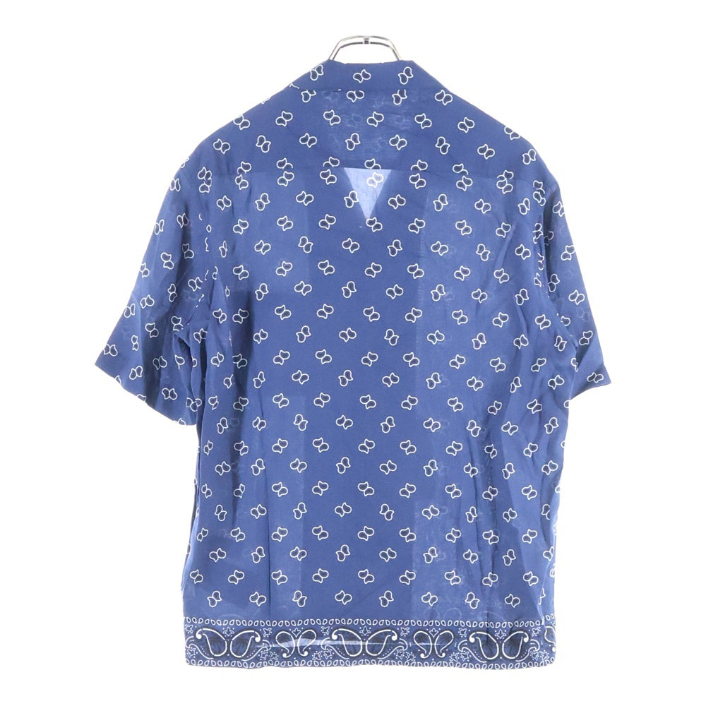Palm Angels(パームエンジェルス) 24SS PAISLEY BOWLING SHIRT ペイズリー柄 ボーリング オープンカラー半袖シャツ ネイビー PMGG005S24FAB006