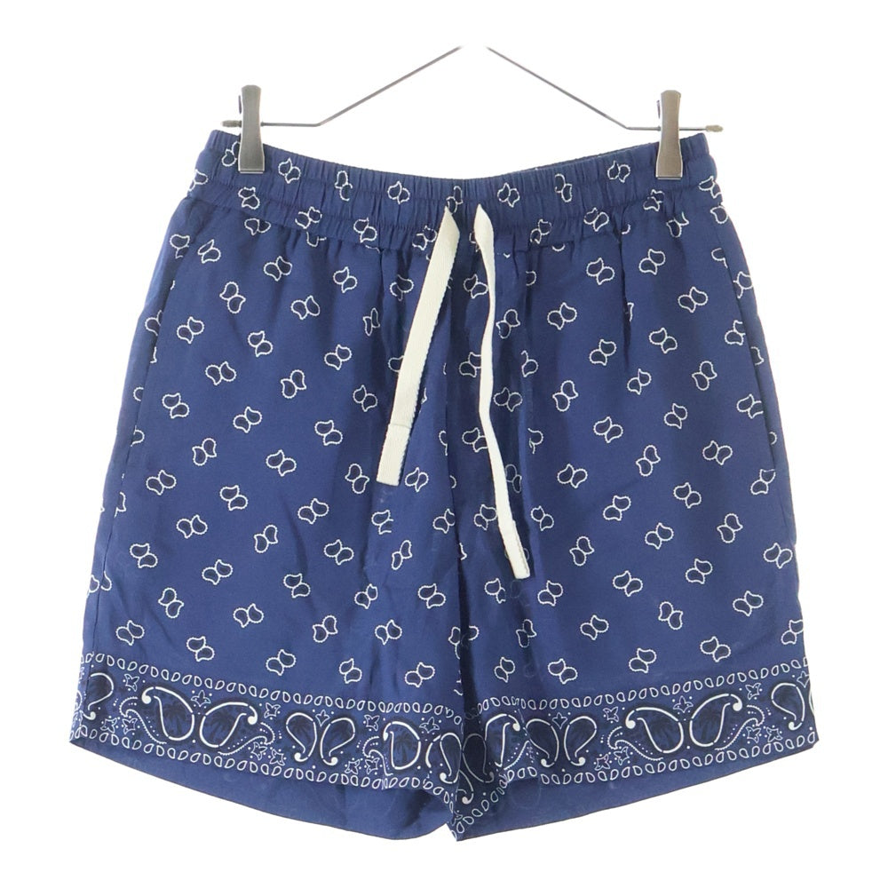 Palm Angels(パームエンジェルス) 24SS PAISLEY DRAWSTRING SHORT ペイズリー柄 ドローストリング ショーツ ハーフパンツ ネイビー PMCB034S24FAB005